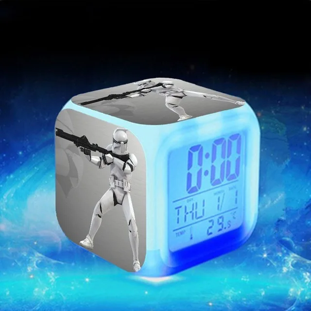 Светло-серый Звездные Войны Пробуждение reloj despertador reveil enfant BB-8 Будильник цифровой светодиодный Klok Relogio De Mesa Wake Up часы - Цвет: Светло-серый