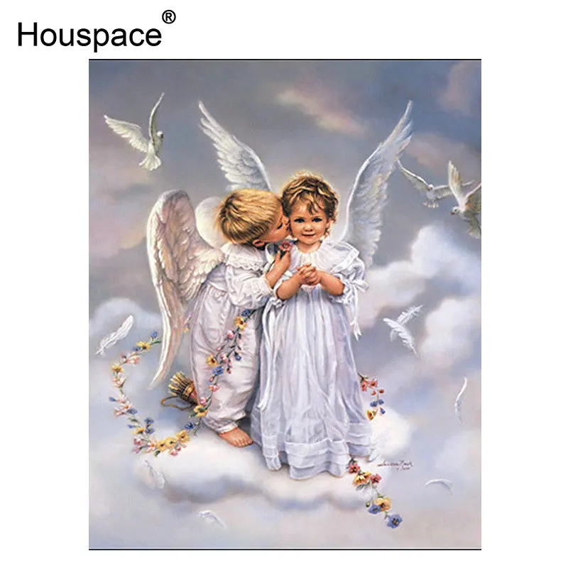 Houspace Kiss Angel Рисунок Картина Настенная живопись Diy по номерам Рисование Краска на