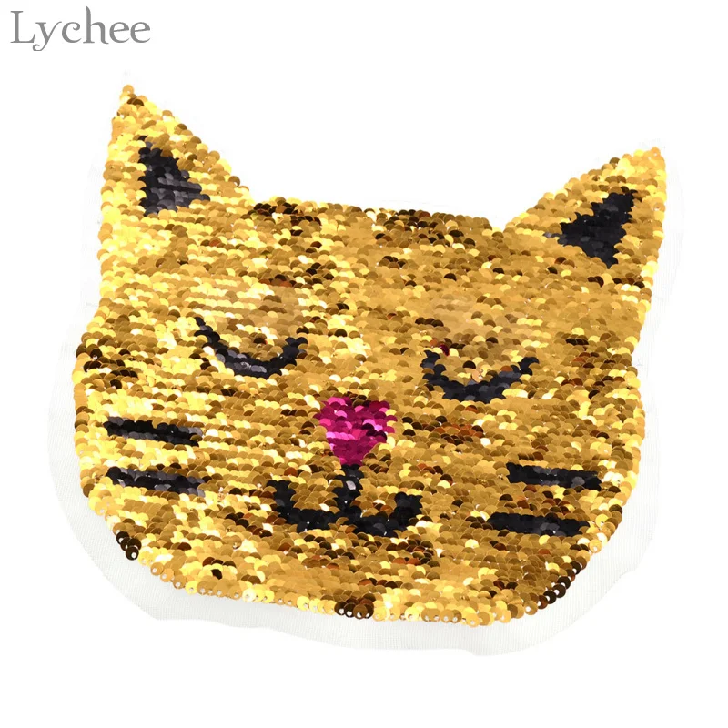 Lychee 1 шт. кошка Реверсивные изменения цвета блестки Патчи DIY пришить патчи для одежды аппликация украшения одежды