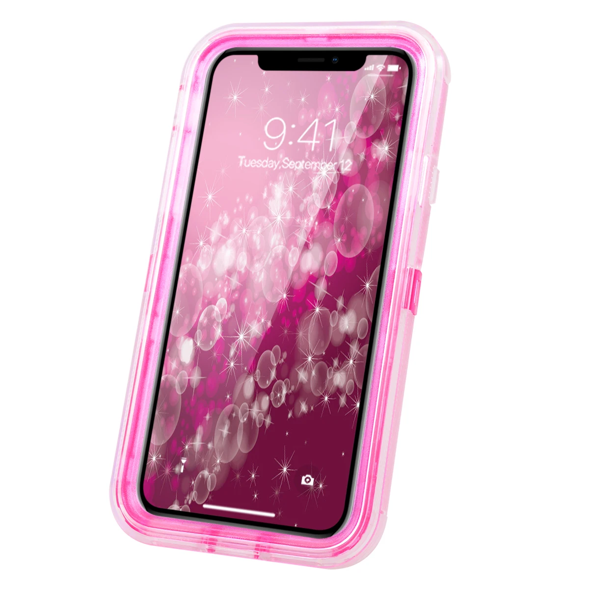 Роскошный чехол Grandever для iPhone X розовый с жидким зыбучим песком блестящий