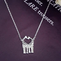 daisies 925 sterling silver jewelry cute giraffe double deer necklaces pendants rhinestones choker statement necklace women