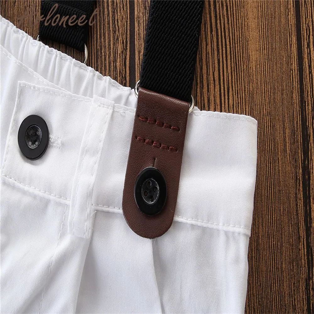 ARLONEET Clothes newborn baby boy Bow Blouse Solid shirt Top Bib pants high quality 2pcs gentleman 2019 summer Outfit |