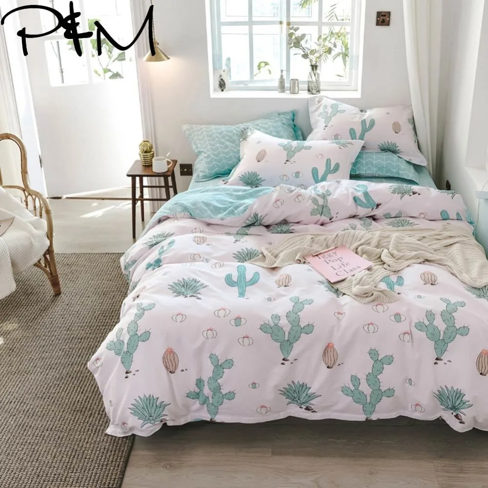 Комплект постельного белья с принтом кактуса из мультфильма папа и мима