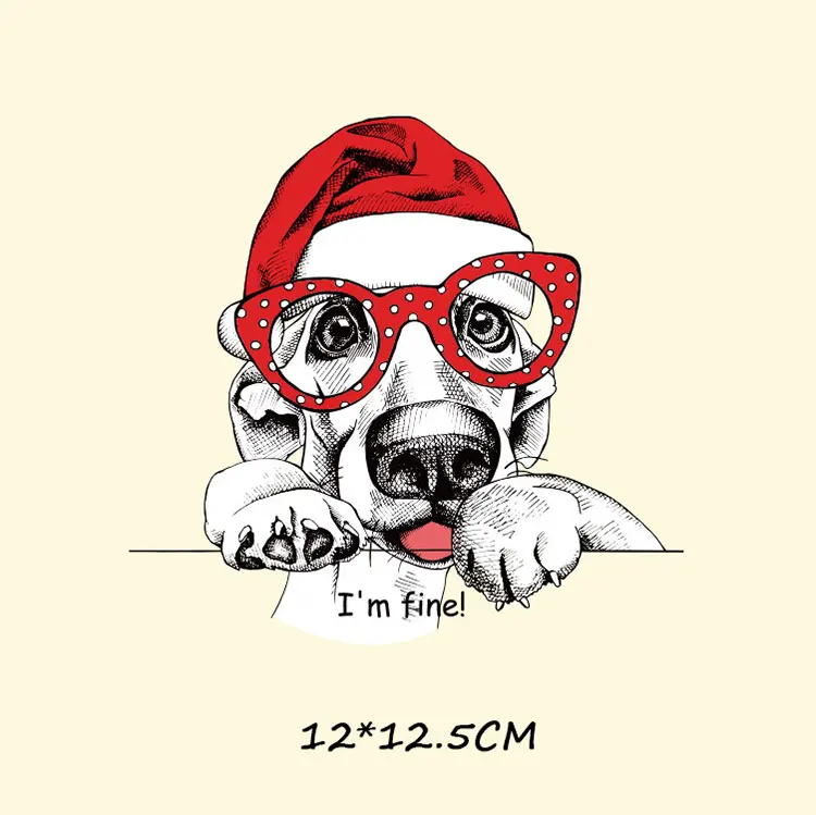 Cartoon Commic Glasses Dog Heat Transfer Patches For Clothes T-shirts DIY Clothing Accessories Ironing Applique | Дом и сад