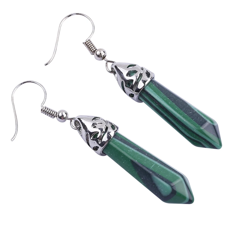 Серьги капельки с натуральным кристаллом 1 пара 2 шт.|Серьги-гвоздики| |