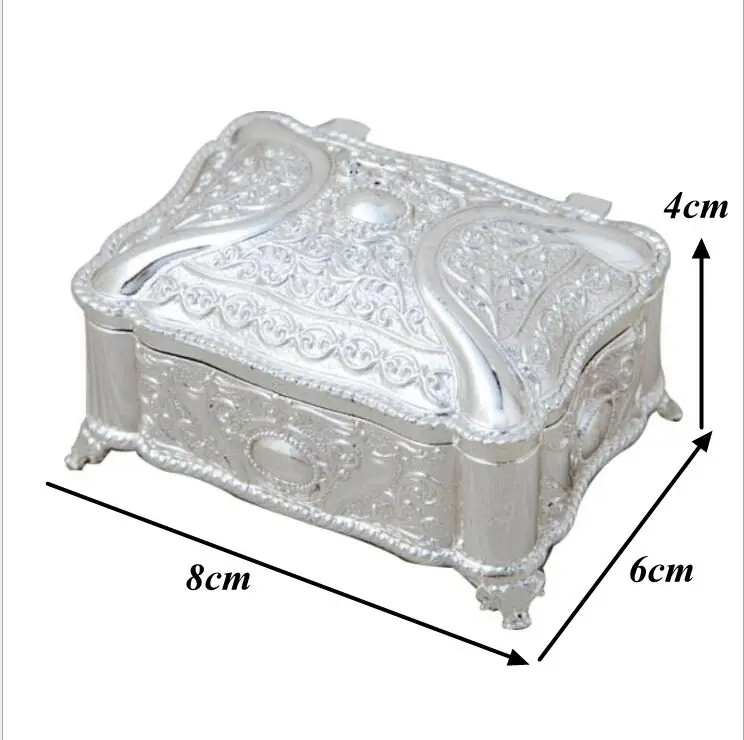 В европейском стиле с серебряным покрытием металлическая шкатулка небольшие