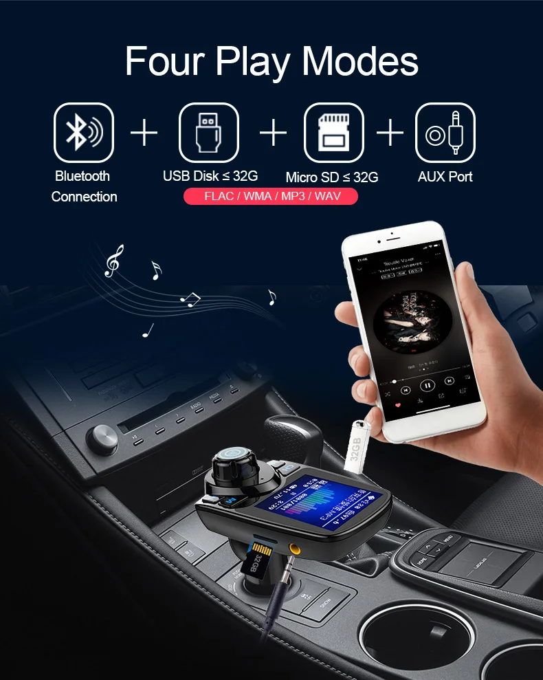 CDEN автомобильный мультимедийный плеер цветной экран Автомобильный MP3-плеер fm-передатчик u-диск/TF музыкальный Bluetooth автомобильный комплект зарядное устройство