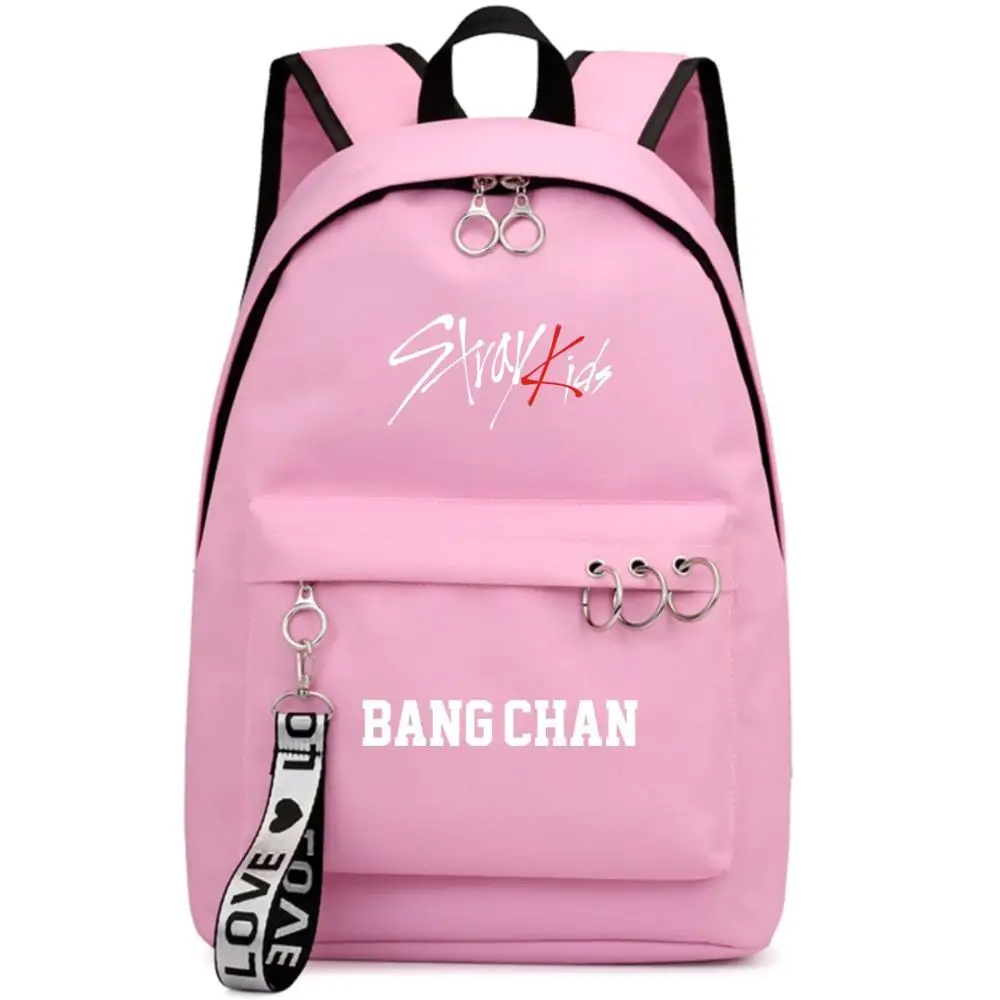 Style 14 Бродячие дети Jisung Woojin корейский звезда Рюкзак Школьные сумки Mochila дорожные сумки ноутбук лента кольцо рюкзак в форме круга розовый черный - Цвет: Style 14