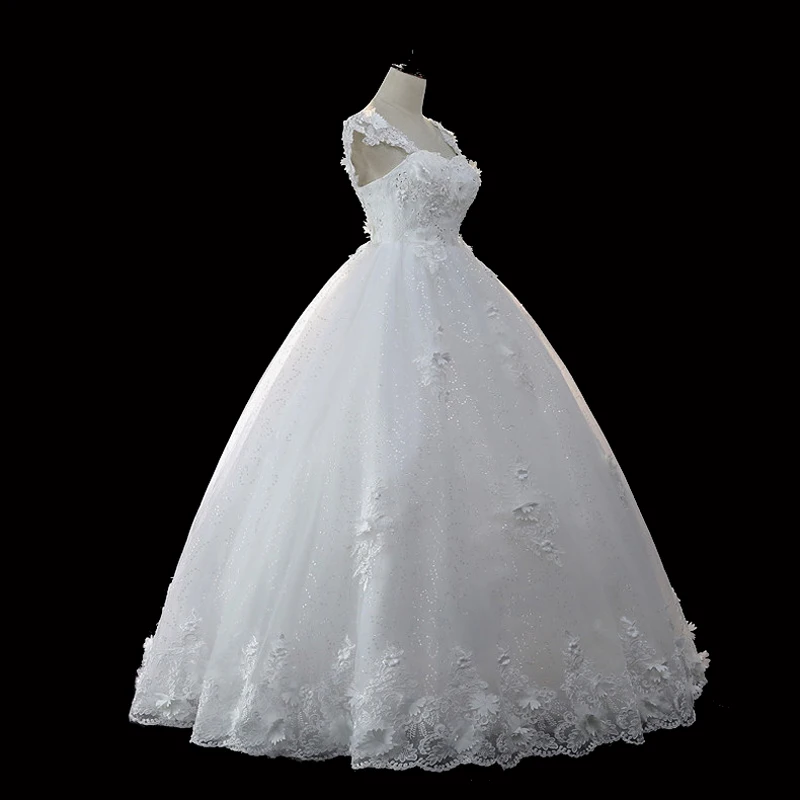 LOVSKYLINE 2018 Robe De Mariage принцесса Bling Роскошный квадратный воротник бисер бальное