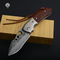 trskt vg10 damascus steel folding knife hunting camping survival knives rescue outdoor rare wood handle collection knife