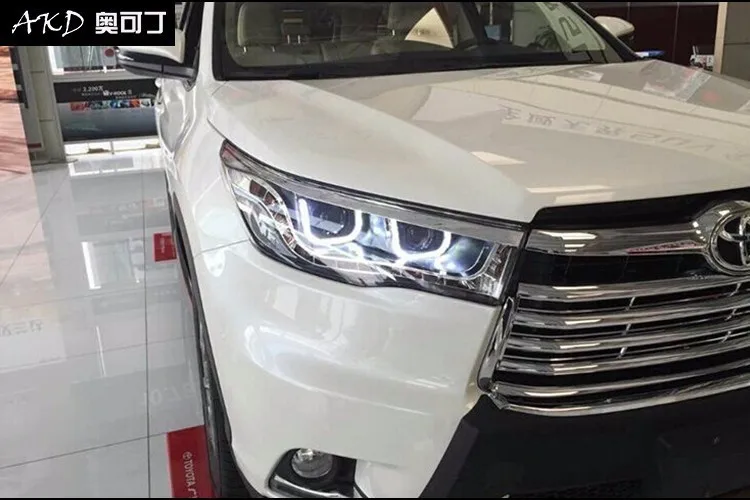 KOWELL стайлинга автомобилей для фары Toyota Highlander-новинка светодиодная… для Kluger фары drl Объектив Двойной Луч H7 HID ксеноновая лампа