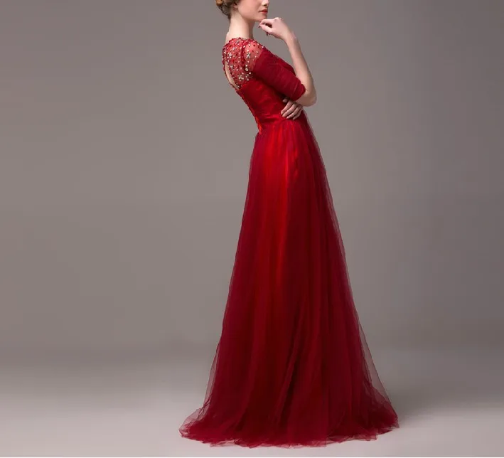 Шифоновые вечерние платья с V образным вырезом и бусинами TK156|formal evening dress|evening
