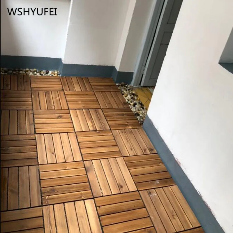 

4 pieces/lot of outdoor wooden floor can be spliced, DIY carbonized wood WSH YUFEI 30x30cm