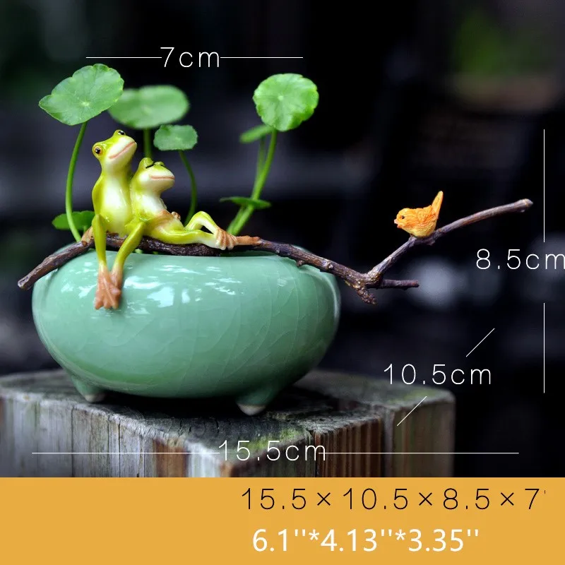 1 Смола керамика творческий 3D лягушка любителей цветочные горшки, украшения сада, уличная статуя, украшения двора - Цвет: 1