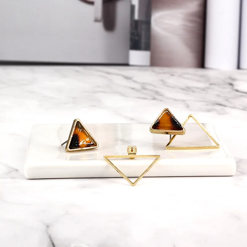 Треугольные леопардовые серьги-гвоздики для женщин эффектные элегантные серьги