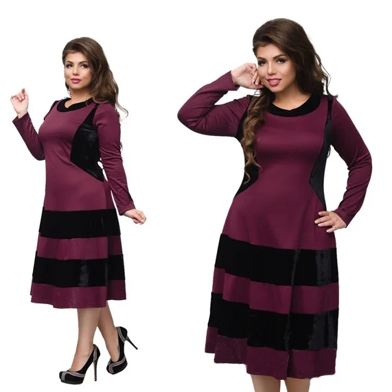 2017 модное рождественское бархатное платье с длинным рукавом расклешенное