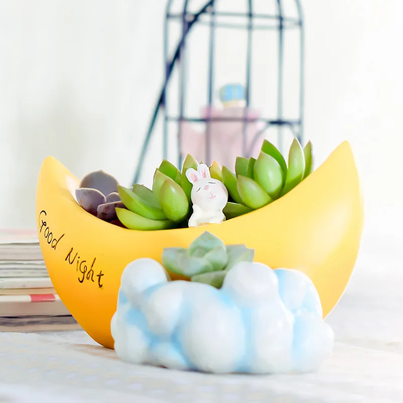 Новое поступление 1 шт. мультяшный цветочный горшок в виде Луны настольный