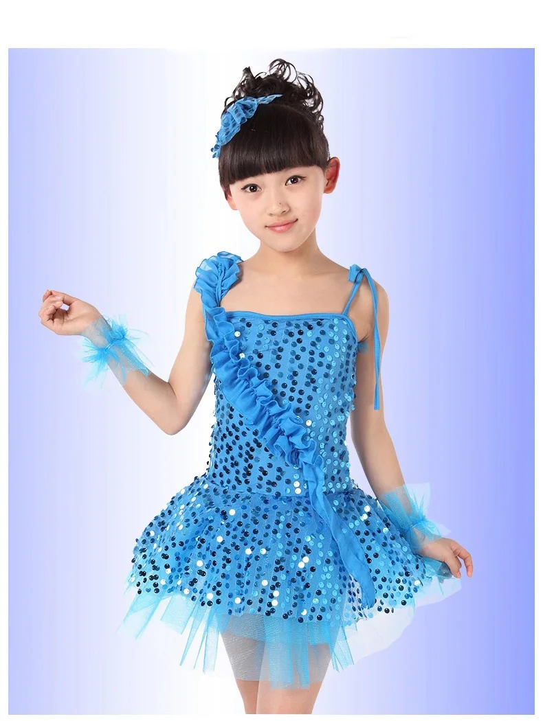 Детский костюм для латиноамериканских танцев юбка с блестками| |