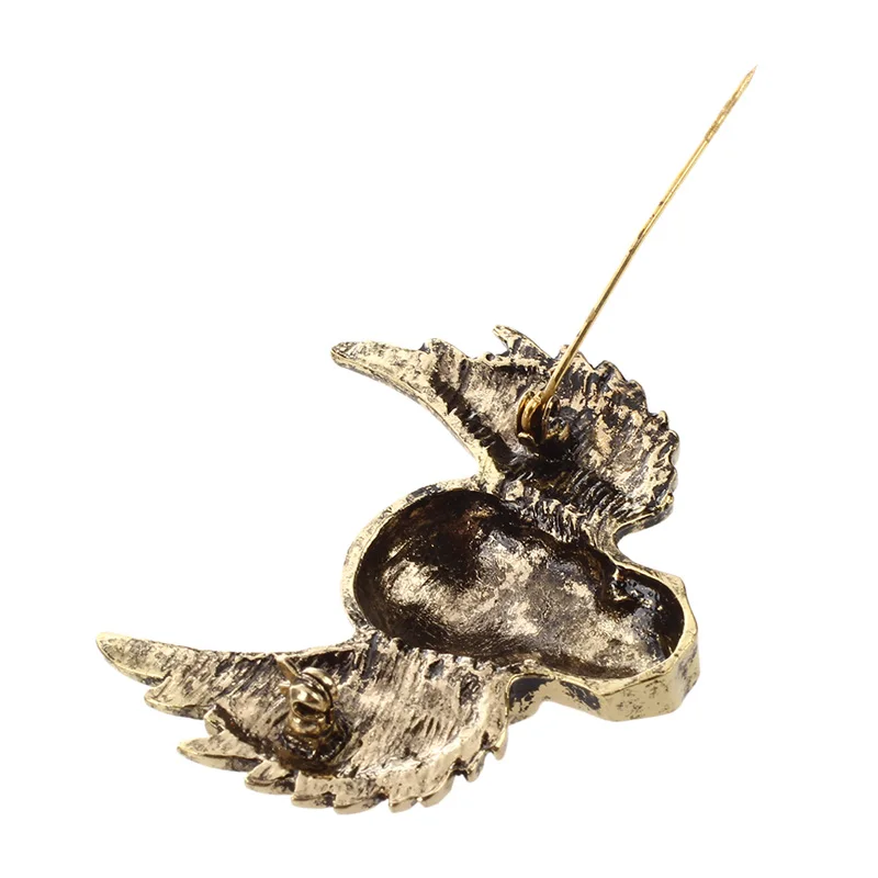 Винтажные броши в виде скелета для женщин и мужчин на Хэллоуин, Череп, крылья, брошь золотистого цвета, булавки для платья, шарф, зажимы на плечо, хип-хоп рок