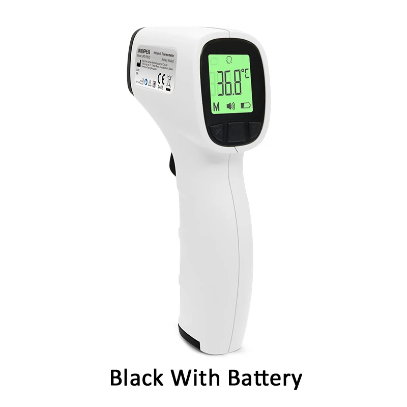 Black with battery Мультифункциональный цифровой термометр для детей и взрослых, инфракрасный термометр для лба и тела, бесконтактный прибор для измерения температуры - Цвет: Black with battery