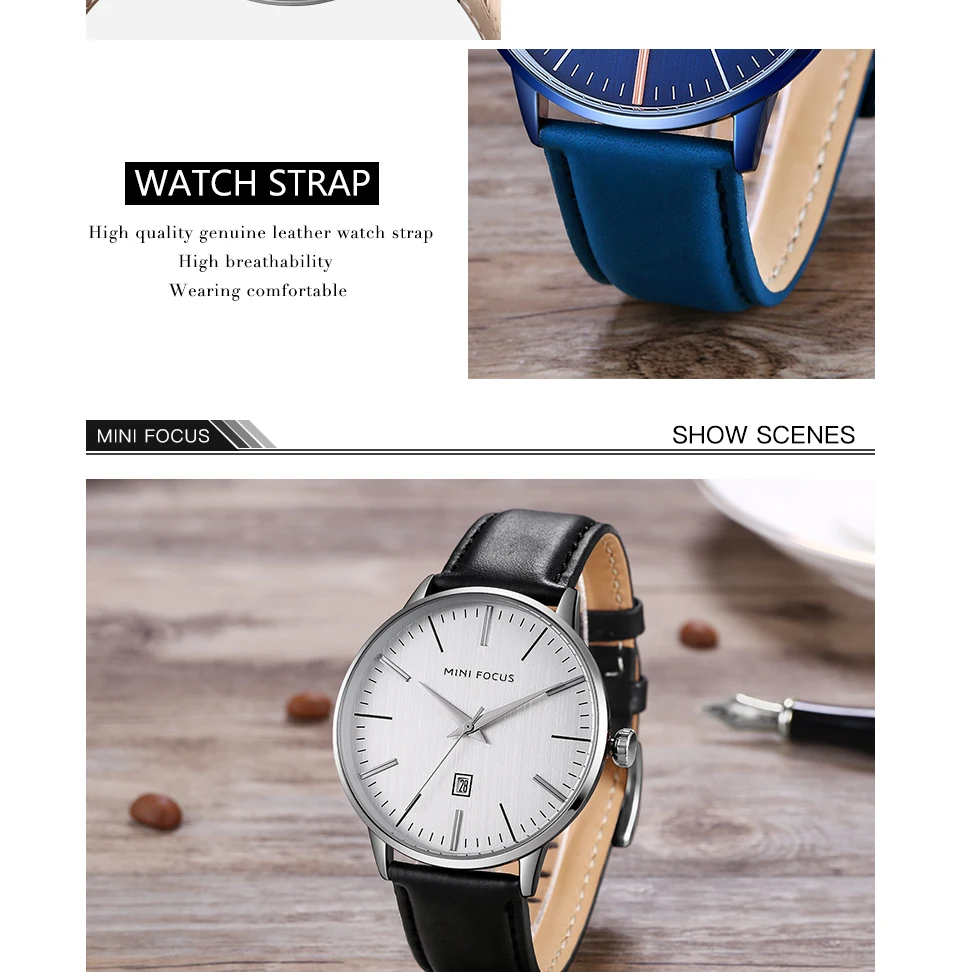 Мини-фокус модные Reloj кожаные кварцевые часы повседневные мужские s часы люксовый бренд минималистичный серебряный корпус мужские Дата водонепроницаемые часы