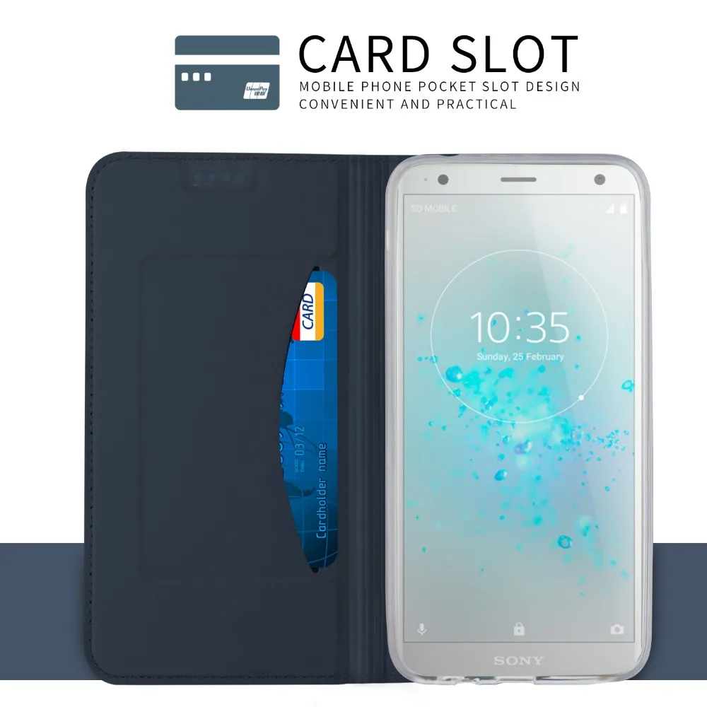 Флип чехол для Sony Xperia XZ2 XZ1 роскошный кожаный бумажник Compact Funda shell|Чехлы-портмоне| |