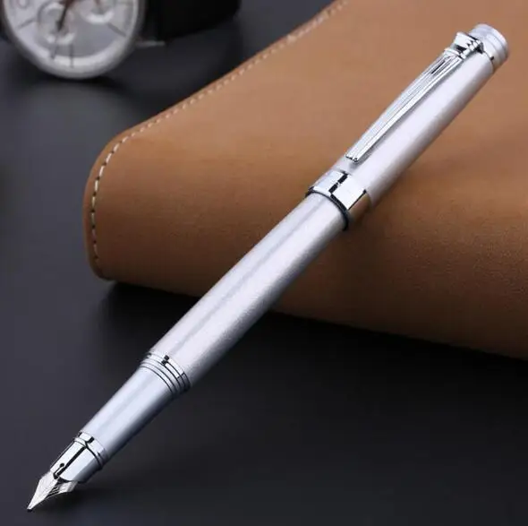 Pimio перьевая ручка Picasso PS 917 Золотая клипса Серебряная Студенческая учительница бизнес Римский стиль Подарочная коробка Упаковка - Цвет: Silver