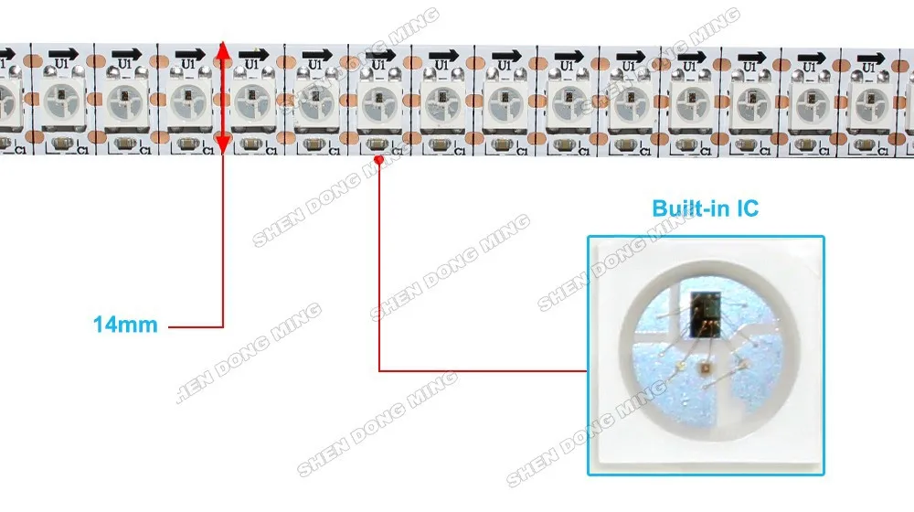 100 м/лот WS2812 светодиодные полосы пикселей, 144led 144IC/M DC5V встроенный IC белый/черный pcb светодиодный цифровой ce и rohs утвержденных