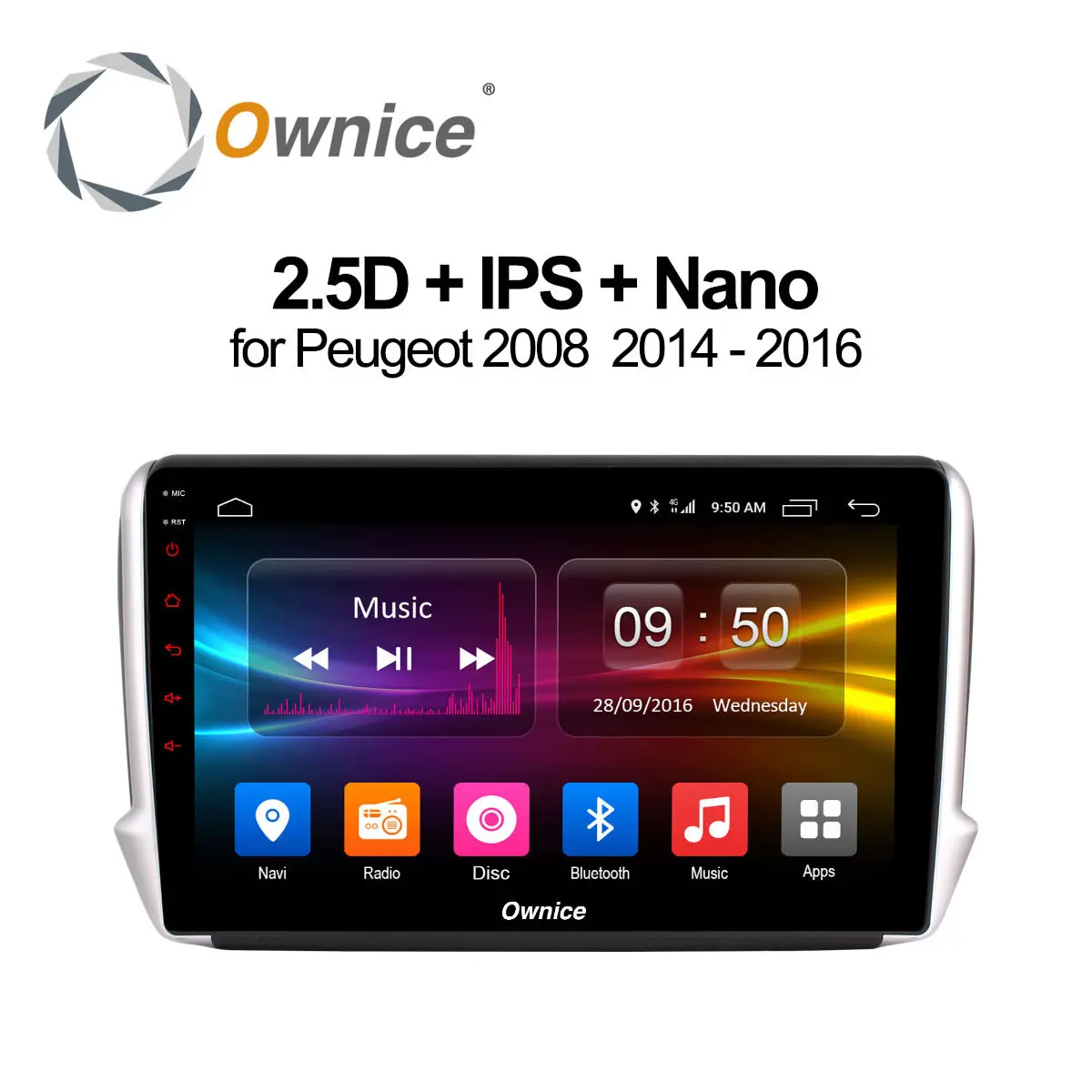 Ownice Android 8 core 2 г + 32 dvd плеер GPS навигации для Peugeot 2008 2014 2015 2016 авто радио аудио видео