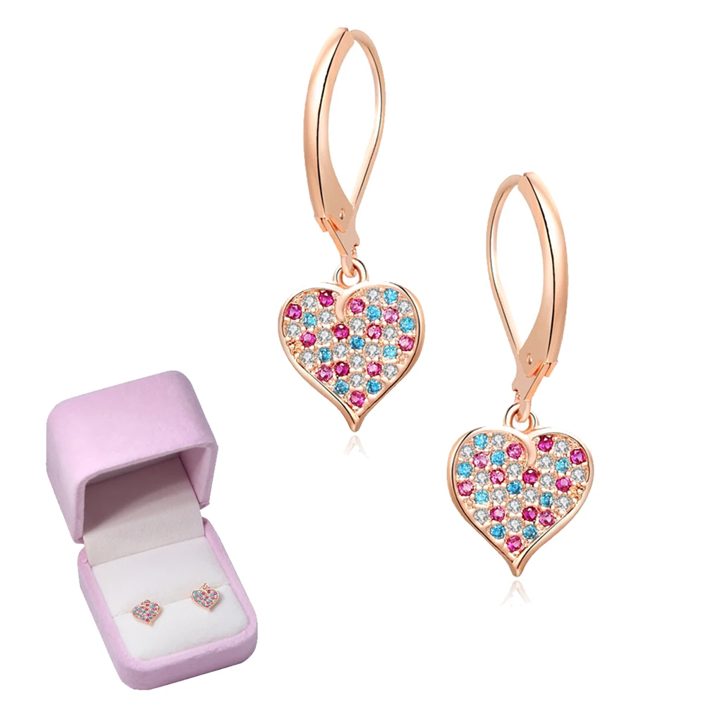 Женские и женские серьги с сердечками в виде сердечек из серебра золота