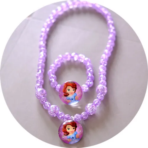 2 шт./компл. disney Мультфильм Замороженные дети ожерелье+ браслеты девочка подарок на день рождения Принцесса Кукла Эльза аксессуары детские косметические игрушки