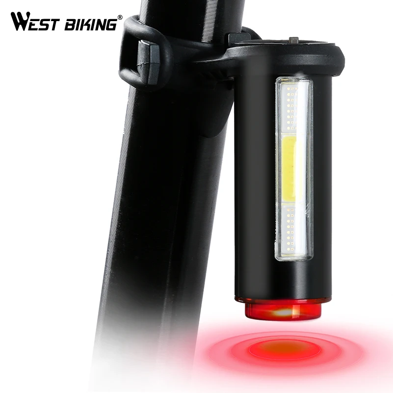 Велосипедный задний фонарь WEST BIKING предупреждающий мигающий с USB супер яркие