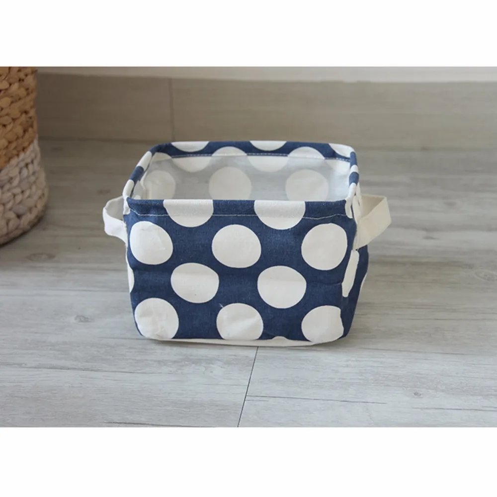 New Dot Pattern Linen Desk Storage Box Holder Home Organization Jewelry Cosmetic Stationery Organizer Case | Дом и сад