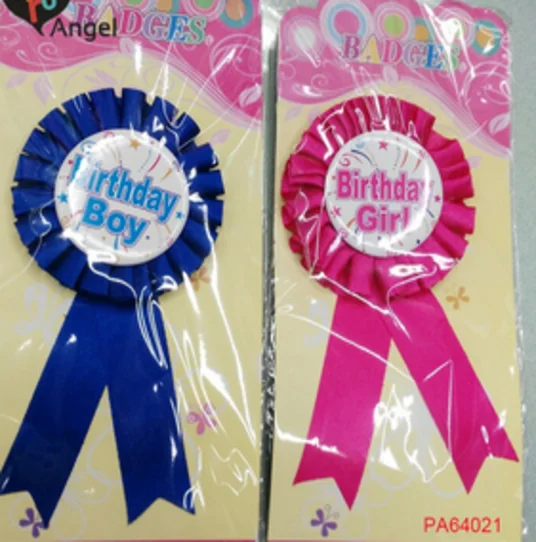 Бесплатная доставка 100 шт Дешевые оптовая продажа розовый синий бейдж для дня