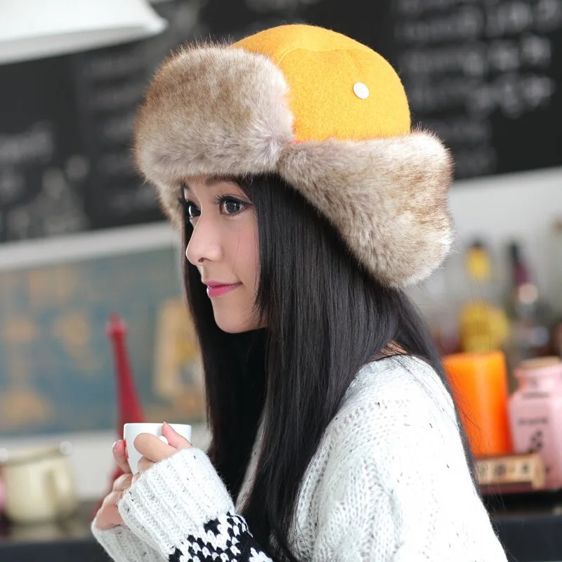 Зимняя Корейская Милая шерстяная утепленная теплая шапка MingJieBiHuo ветрозащитная