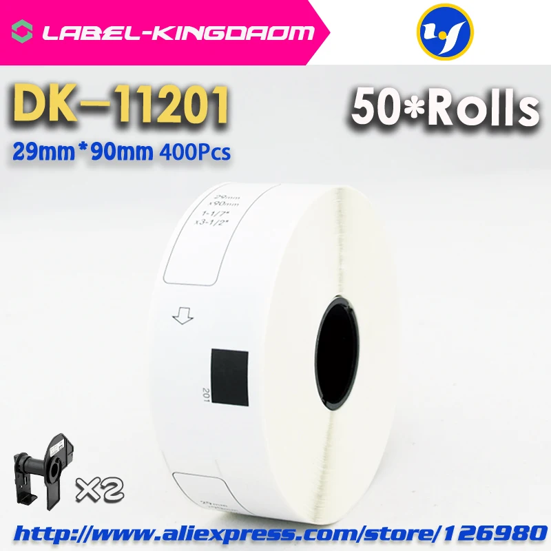 50 рулонов совместимых DK 11201 этикеткой 29 мм * 90 подходит для принтера этикеток Brother