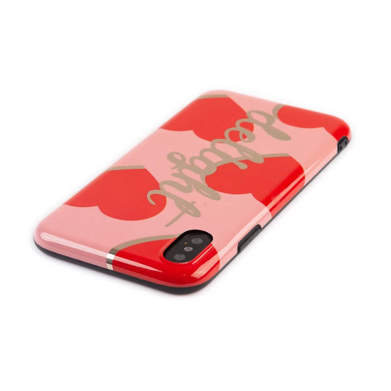 Luxury Brand Gold Plated IMD Soft Silicone Case for iPhone 7 8 Plus X 10 XS Max XR Cute Girl Love Delight Hot Pink Heart Coque |