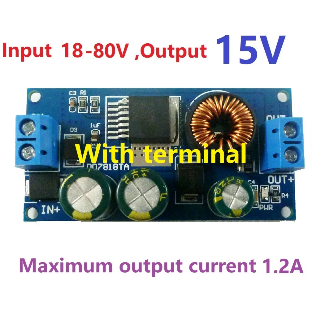 Out15V With terminal 2.1A высоковольтный преобразователь для электровелосипеда DC-DC понижающий Регулятор модуль 80 в 72 в 64 в 60 в 48 в 36 В 24 В до 15 в 12 В 9 в 6 в 5 в 3,3 В - Цвет: Out15V With terminal