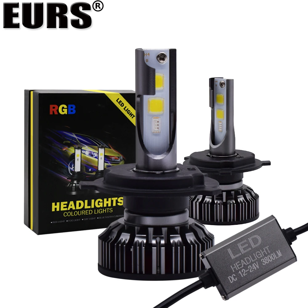 EURS (TM) H4 H7 светодиодный лампы Светодиодные фары rgb приложение Bluetooth Управление H1 H3