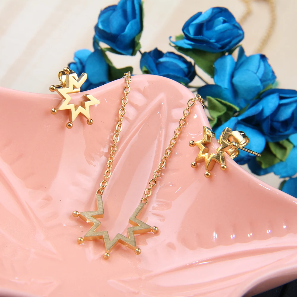 Модные свадебные ювелирные наборы из Дубая золотого цвета звезды аксессуары