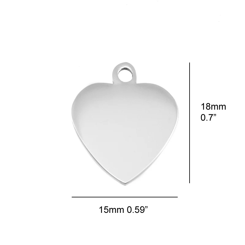 Мини Сердце из нержавеющей стали пустой тег серебряный цвет/золотой цвет/цвет