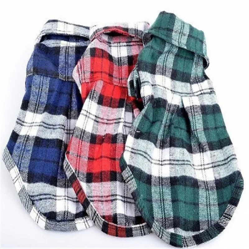 Лидер продаж 2020 рубашка для питомца жилетка щенка клетчатая полосатая футболка