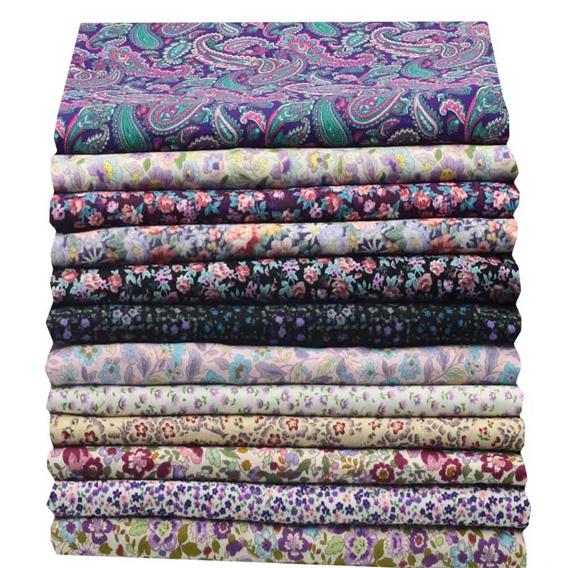 Фиолетовый цветок поплин Бамбук Ткань постельное белье хлопок ткань для одежды