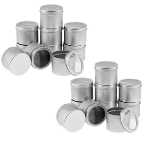 100 мл серебристый алюминиевый круглый бальзам для губ, жестяная банка для хранения, контейнеры с прозрачной крышкой для Salves, Cosmetic, упаковка свечей из 20