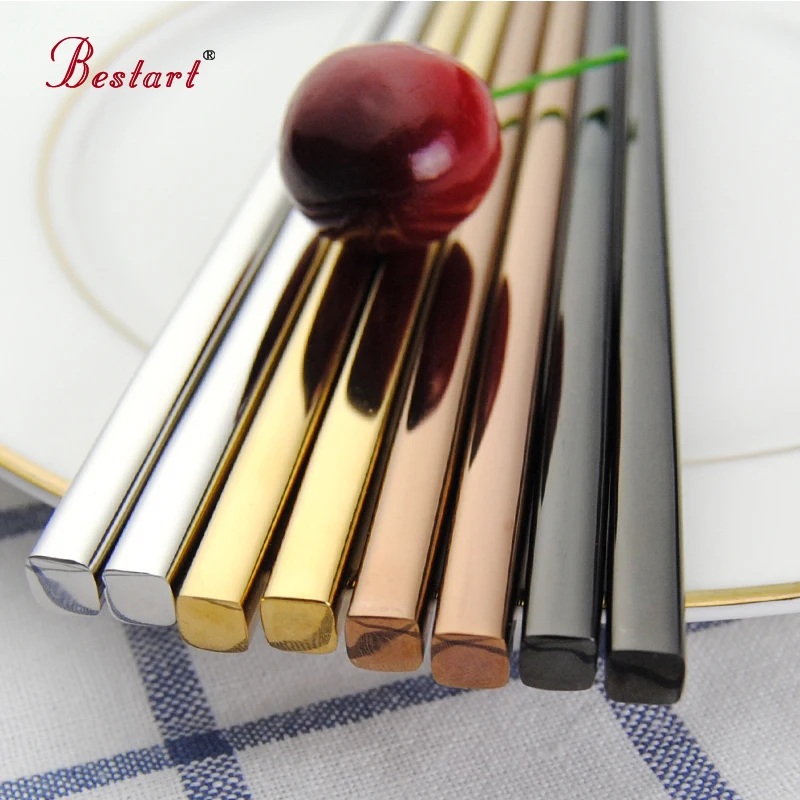 Многоразовые японские палочки для суши 5 пар розовые Золотые Квадратные из