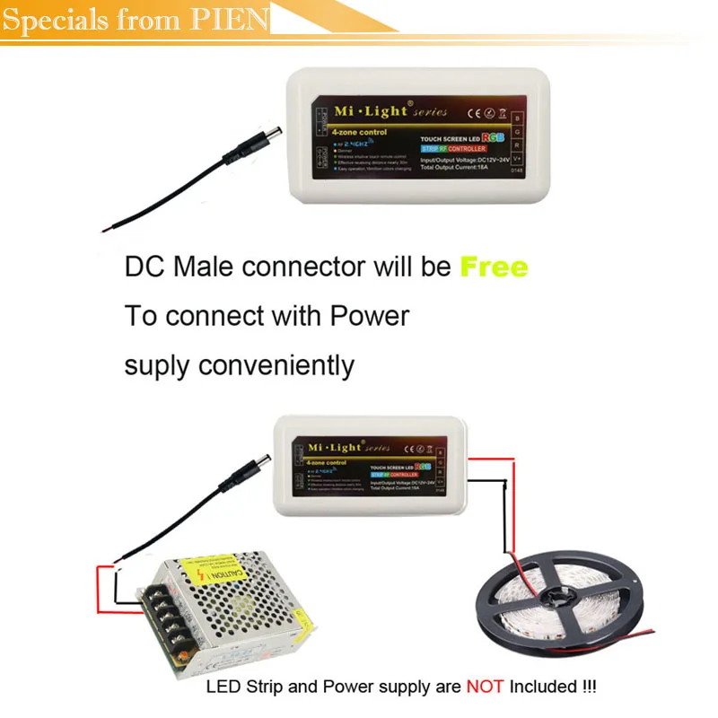 Wifi rgb контроллер смартфон + RF touchscreen пульт дистанционного управления 4 шт.