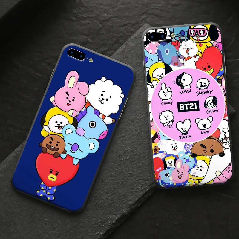 Bangtan Boys BTS BT21 Kawaii Phone Case Soft Frame Hard Back Cover For iPhone X 8 8Plus 7 7Plus 6 6S Plus |