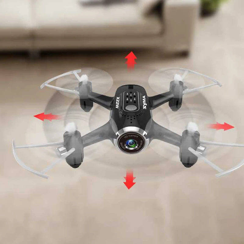 Syma X22W Wifi FPV Карманный Дрон HD камера Безголовый режим RC Дрон с планом полета и управлением приложением белый