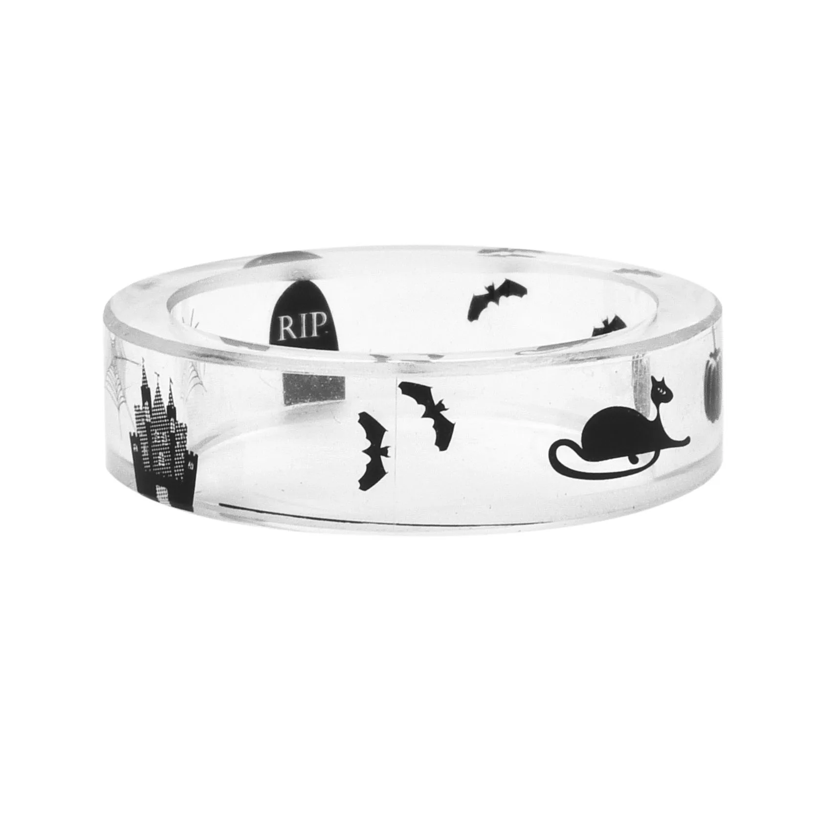 RIP летучая мышь кошка замок узор Прозрачный Кристалл палец кольцо ручной работы