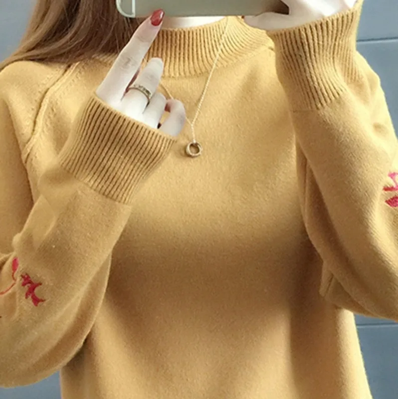 Embroidery Sweater Knittwear Long Sleeve Casual Short Knit Tops Female Korean Style 2018 Autumn Winter New Women Clothing L031 | Женская